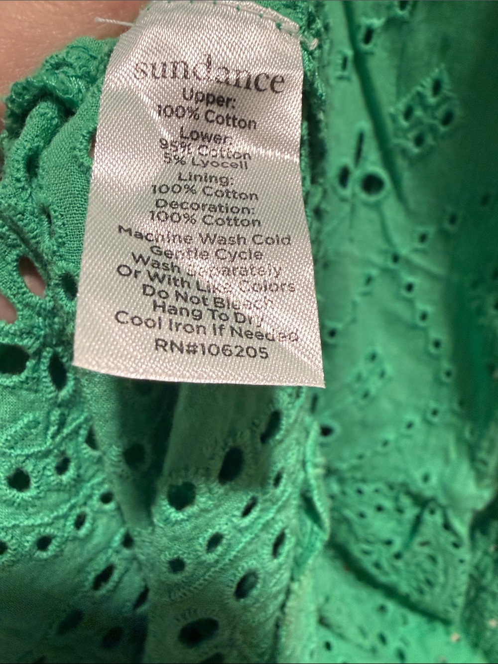 Sundance Green Eyelet Maxi Dress with wDrawstring Waist - Picture 4 of 6